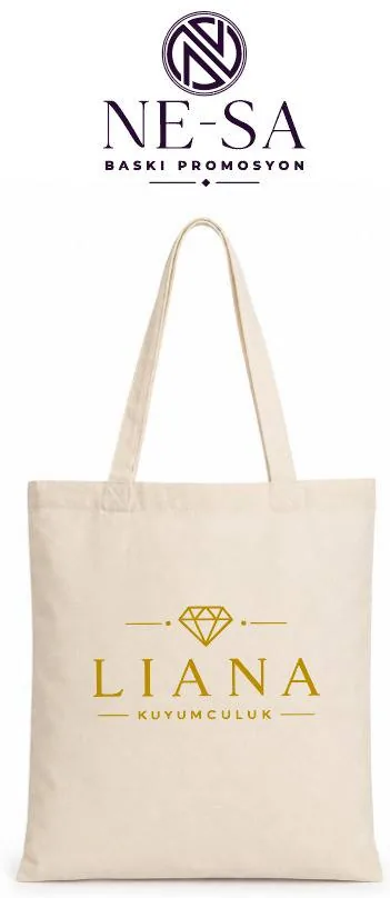 Natural cotton tote bag with the Liana jewellery logo